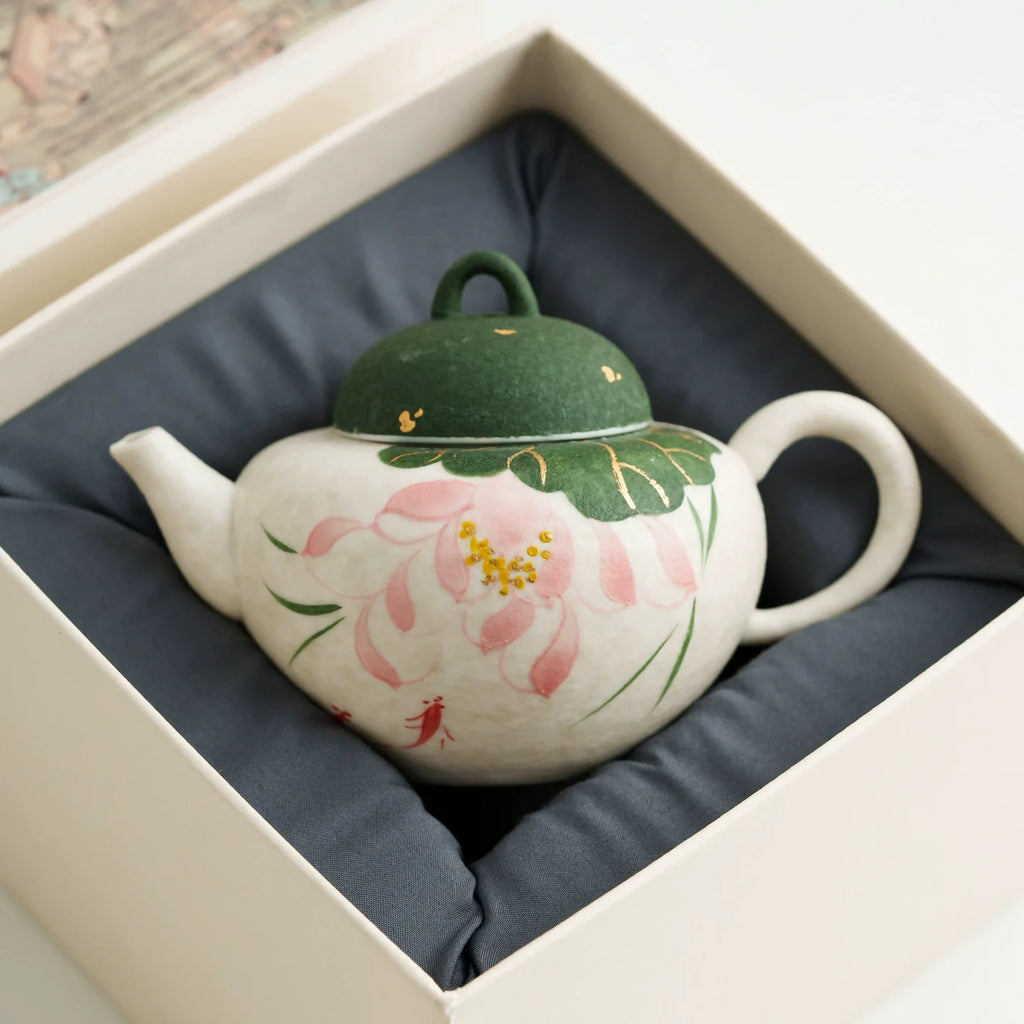 Handmade Ceramic Teapot with Lotus Design – 120ml Traditional Chinese Kung Fu Tea Pot-3