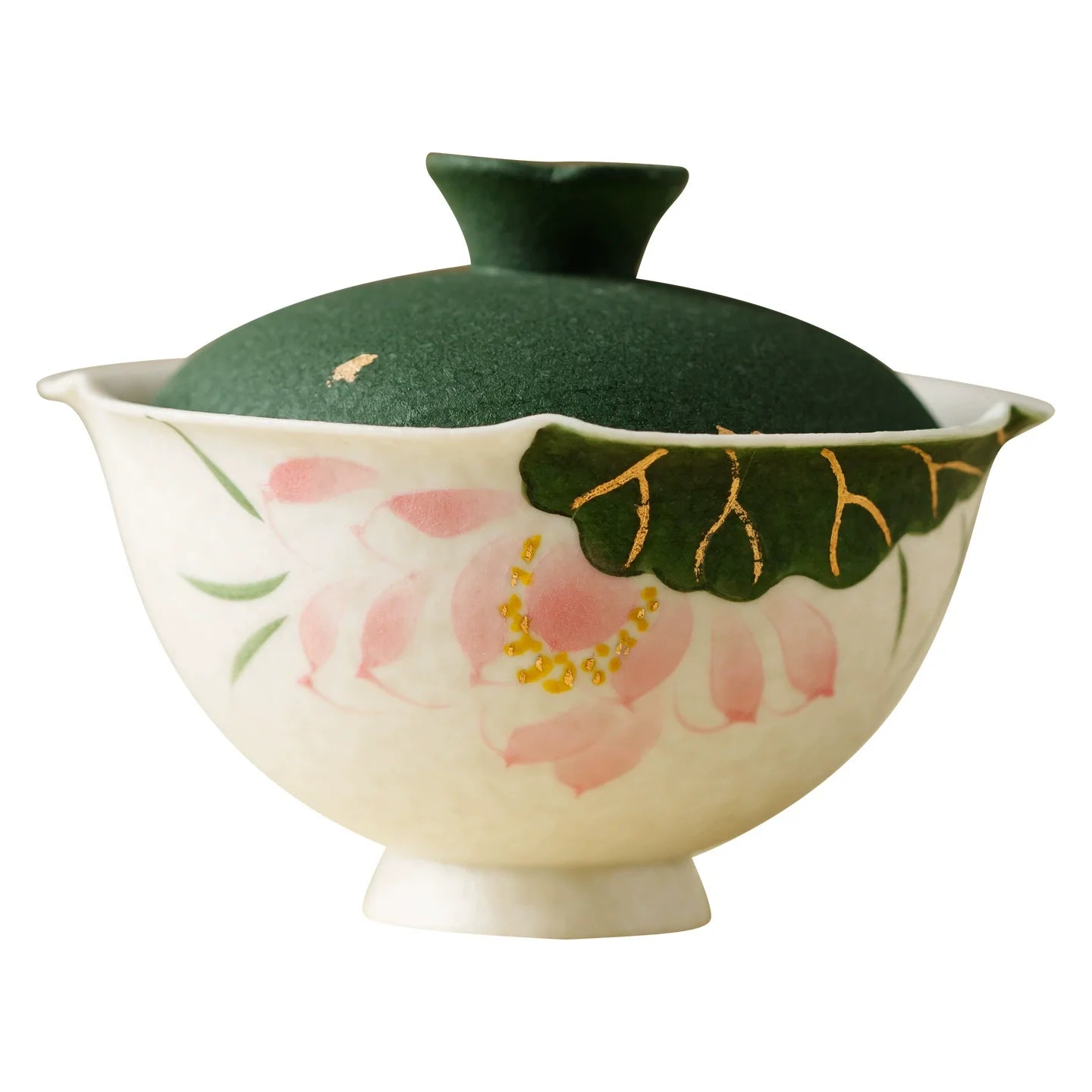 Handmade Ceramic Gaiwan with Lotus Design – 95ml Traditional Chinese Tea Cup with Lid-4