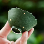 Handmade Green Ceramic Teacup with Scalloped Rim – 50ml Traditional Chinese Tea Cup-2