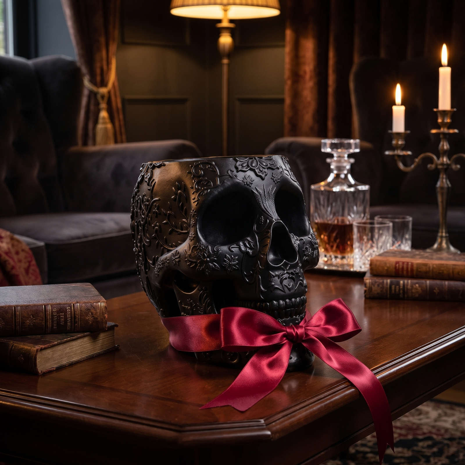 Skull Makeup Brush Holder, Pen Holder, Vanity, Desk (Black)-3