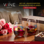 Artisanal Hand Painted Stemless - Windows Wine Glasses Set of 2-1