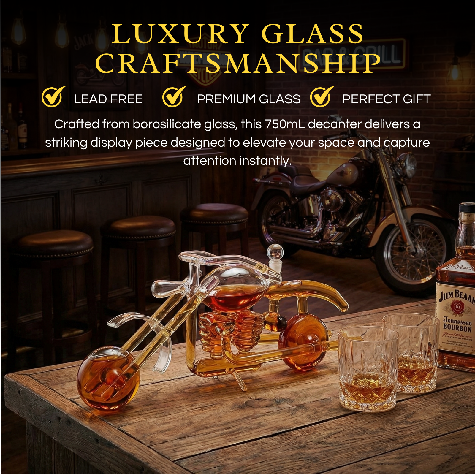 Unique Motorcycle Gift Decanter Wine, 750ml