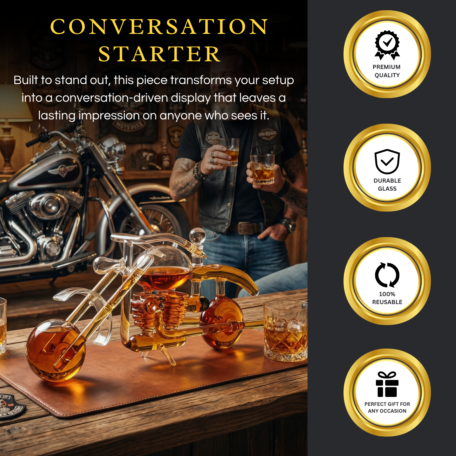Unique Motorcycle Gift Decanter Wine, 750ml
