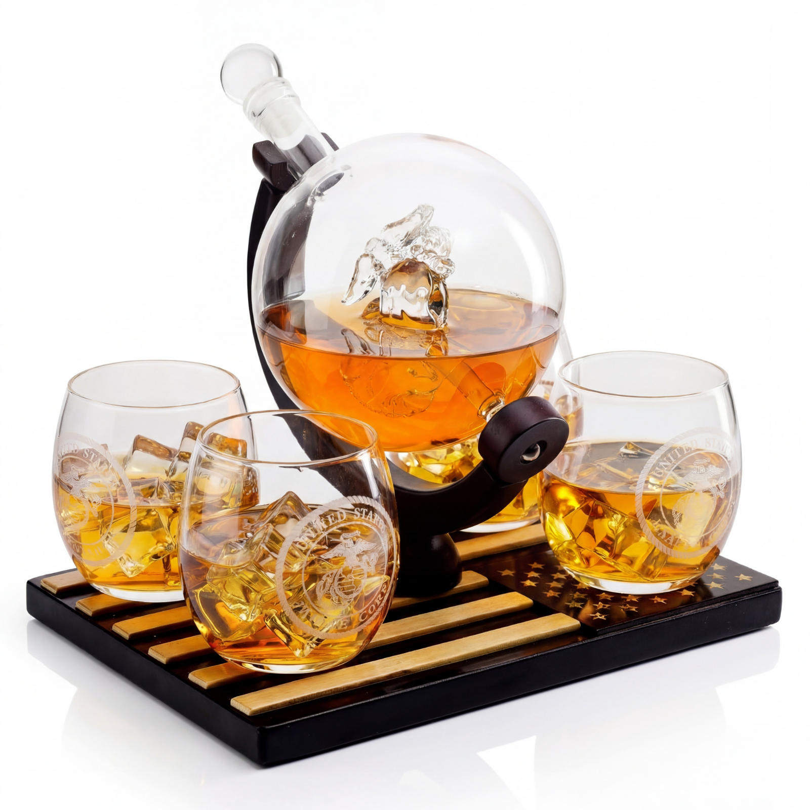Marine Decanter Set With 4 Whiskey Glasses 1000ml-0