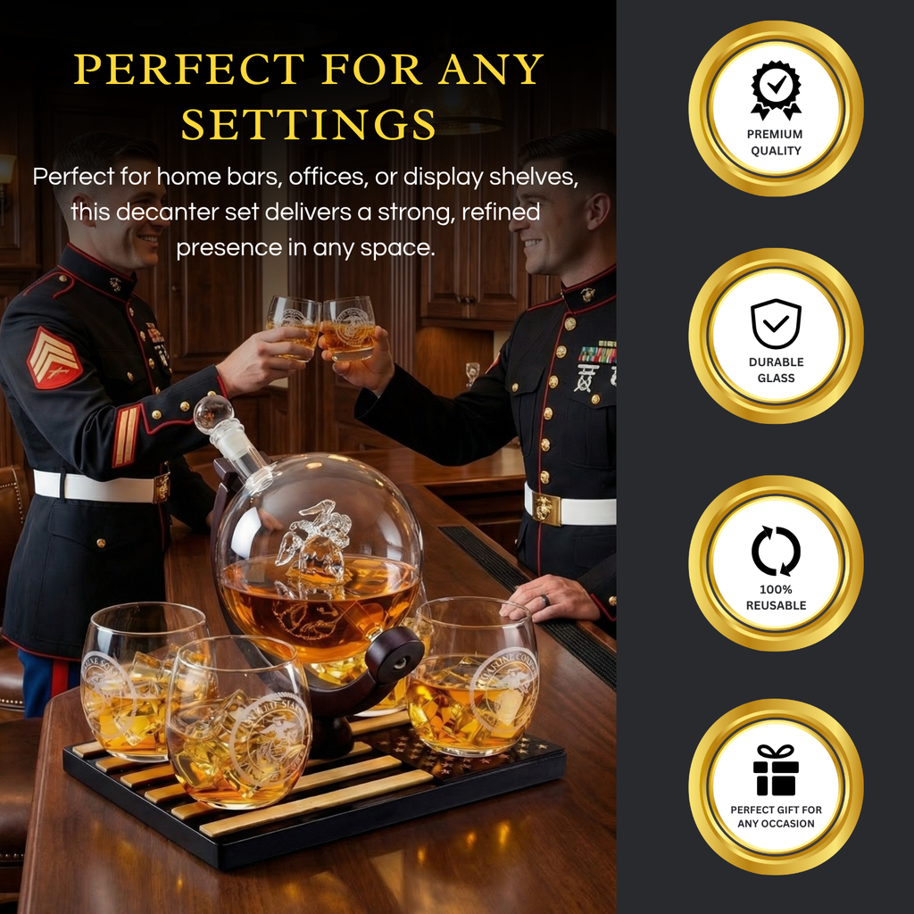 Marine Decanter Set With 4 Whiskey Glasses 1000ml-3