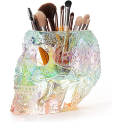 Skull Makeup Brush Holder Pen Holder Vanity Desk Office Organizer Stationary Decor Planter Candy Bow