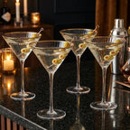 The Wine Savant Gold Rim Glasses 10 oz, Set of 4 Gold Rim Classic Manhattan Glasses