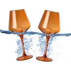 Floating Wine Glasses for Pool - Set of 2-18 OZ (Burnt Orange)-0