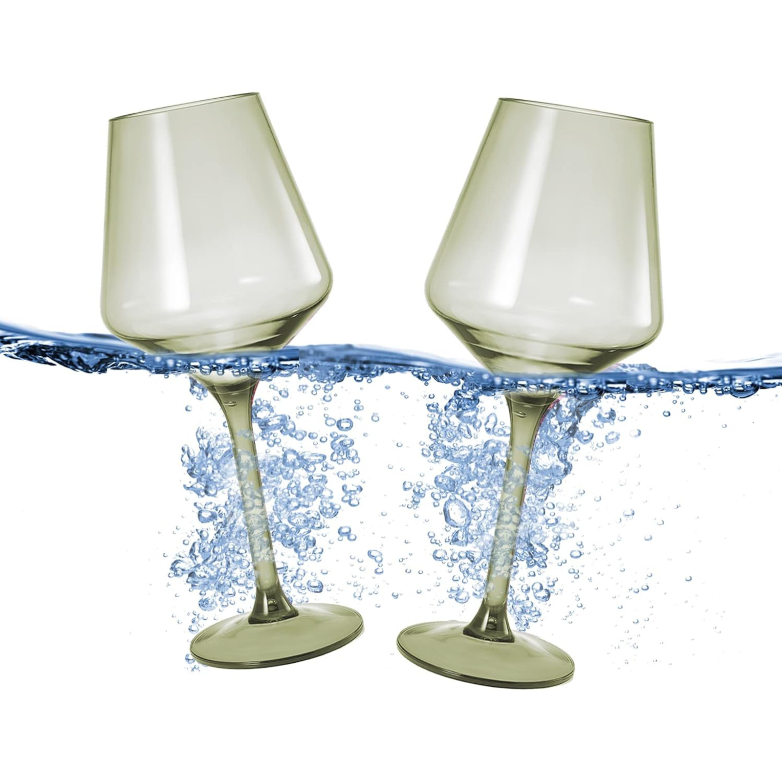 Floating Wine Glasses for Pool - Set of 2-15 OZ (Muted Green)-0