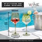 Floating Wine Glasses for Pool - Set of 2-15 OZ (Muted Green)-1