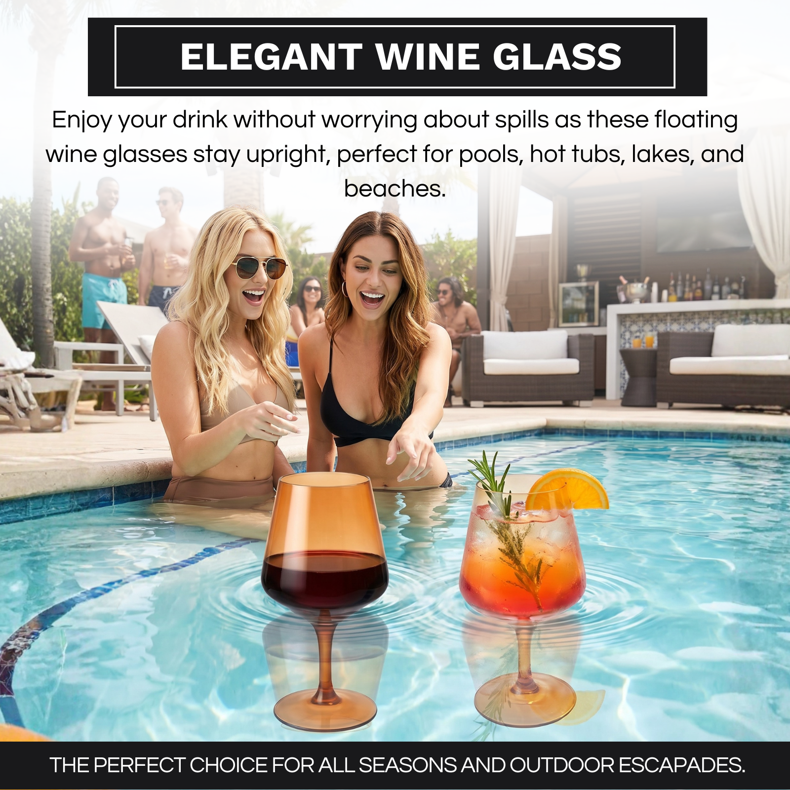 Floating Wine Glasses for Pool - Set of 2-18 OZ (Burnt Orange)-2