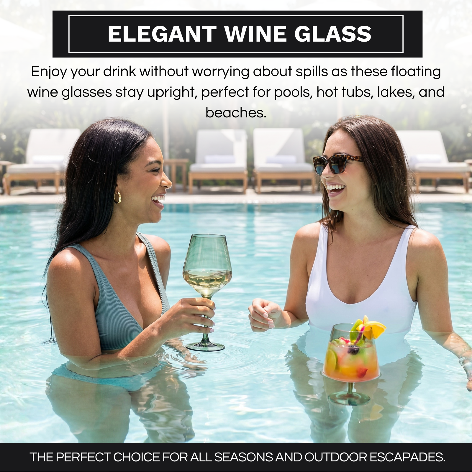 Floating Wine Glasses for Pool - Set of 2-15 OZ (Muted Green)-2
