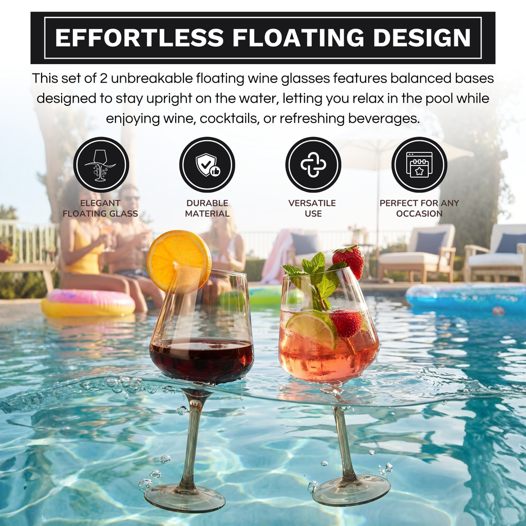 Floating Wine Glasses for Pool - Set of 2-18 OZ (Smoke)-3