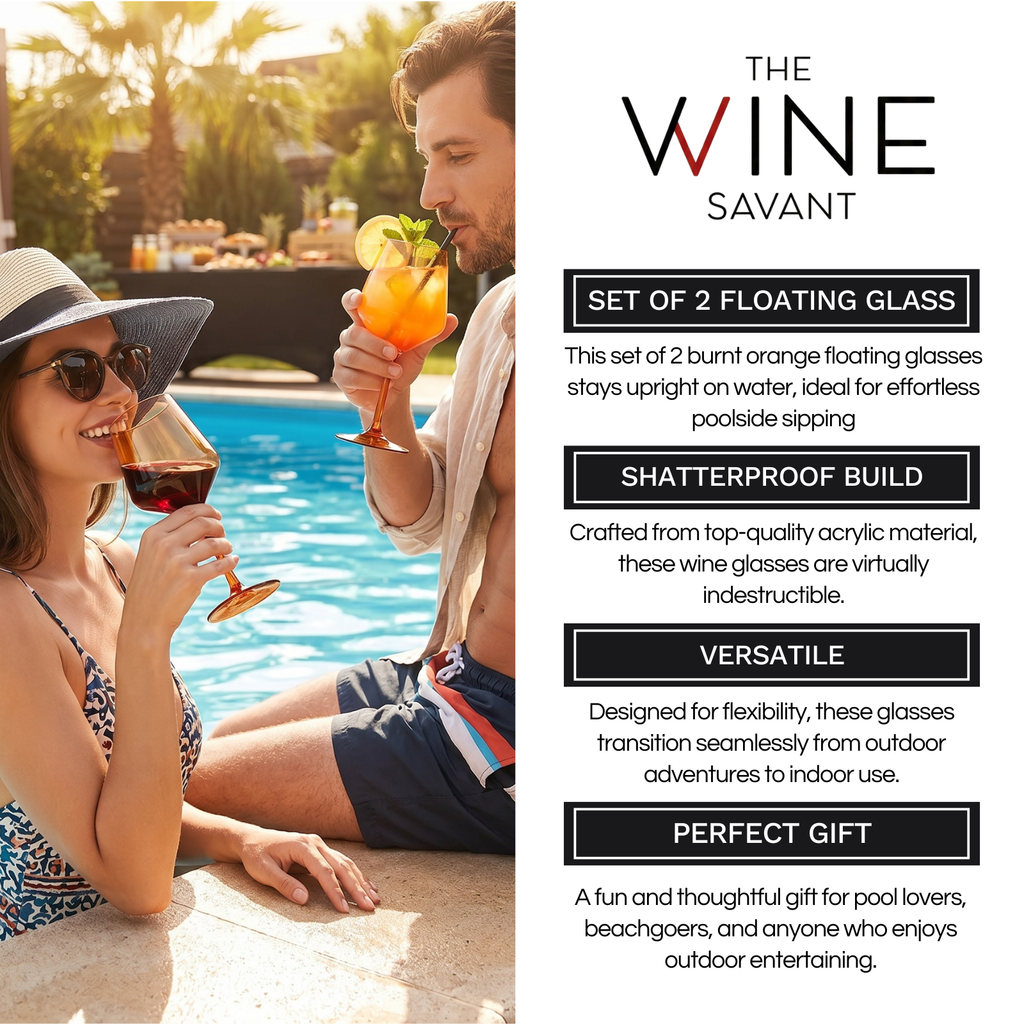 Floating Wine Glasses for Pool - Set of 2-18 OZ (Burnt Orange)-4