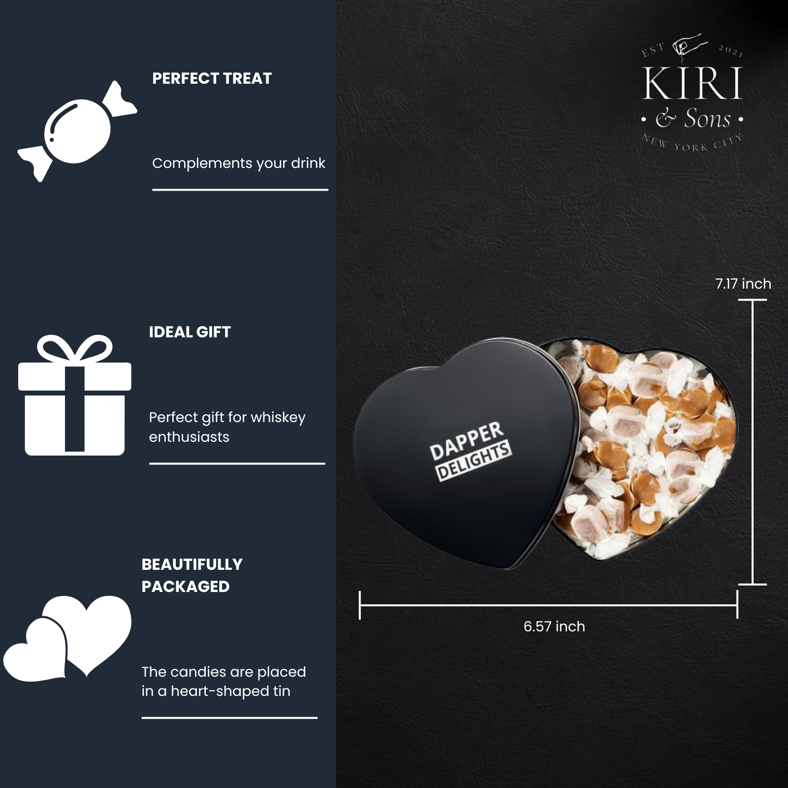 Valentines Day Gift Scotch Whiskey Caramels - Heart Tin-2