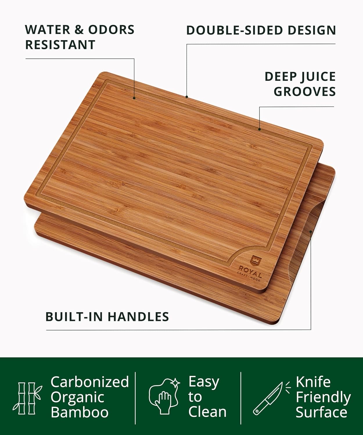 Cutting Board Set of 3, Bamboo, Brown-1