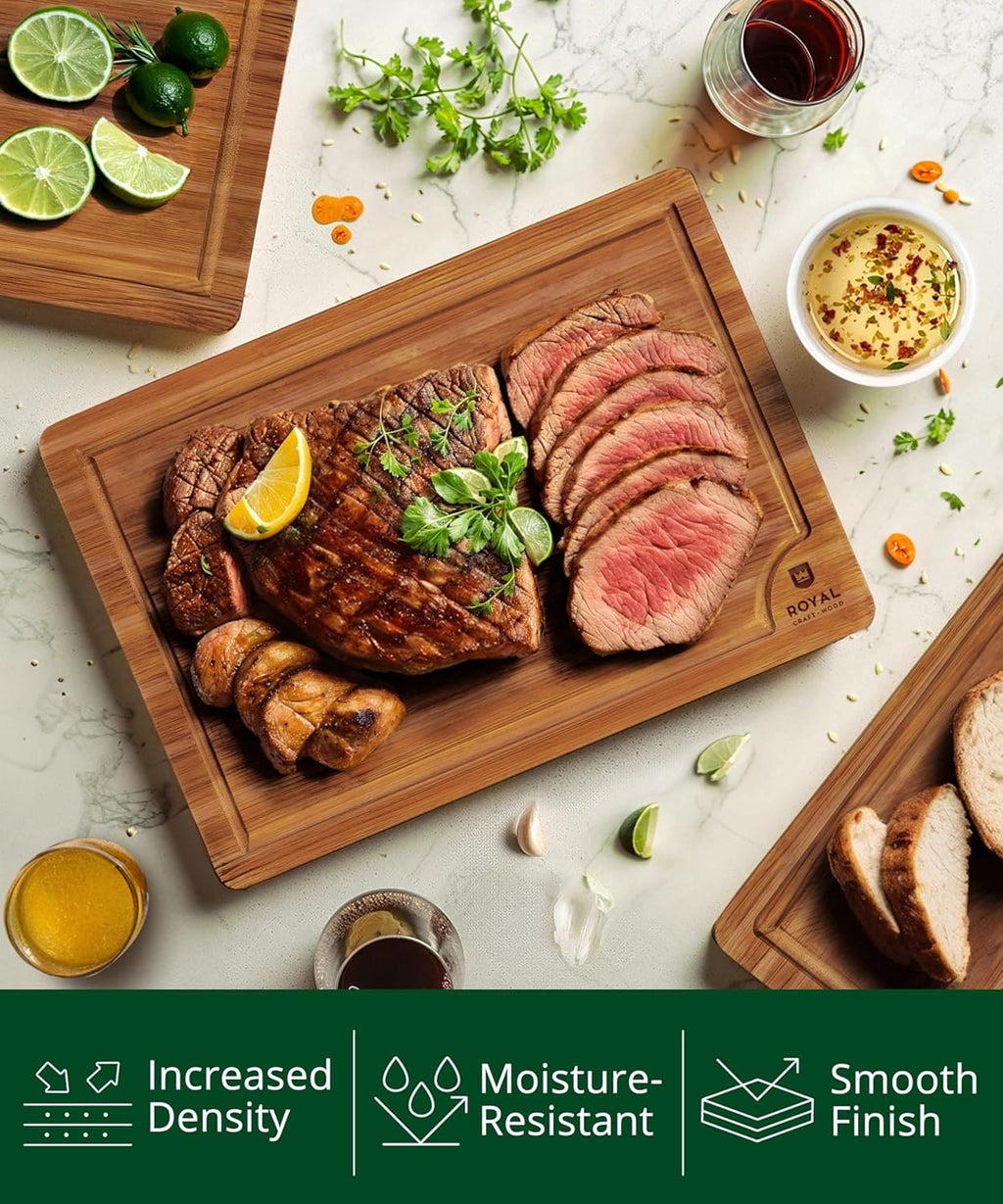 Cutting Board Set of 3, Bamboo, Brown-3