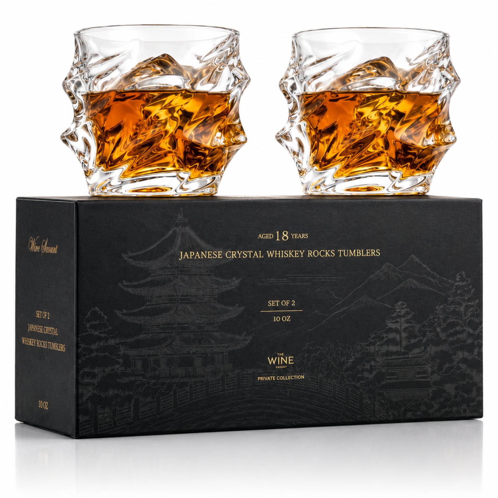 Storm Japanese Crystal Whiskey Glasses Set of 2-0