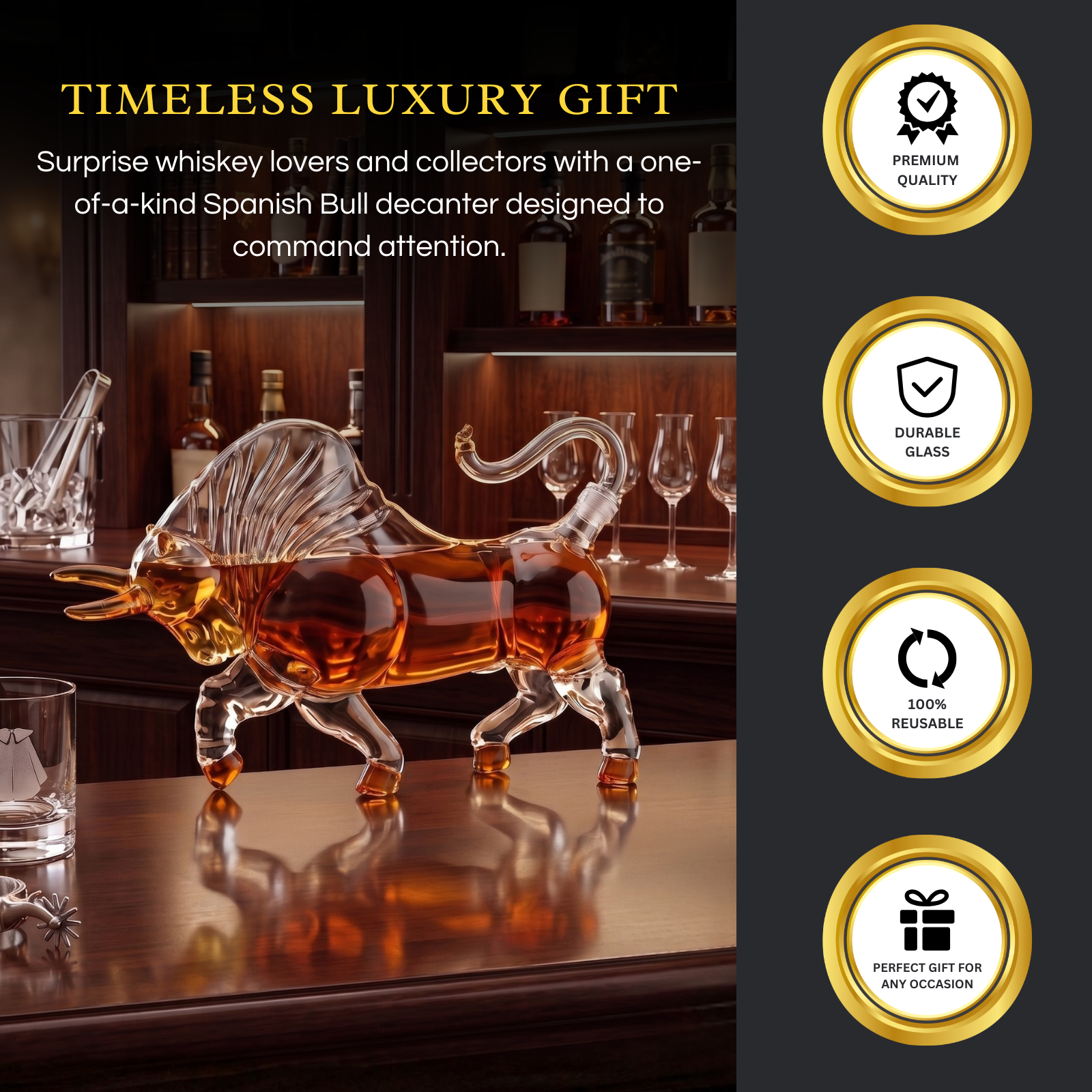 Charging Bull Heads Forward Animal Liquor Decanter-3