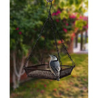 Heavy Duty Black Iron Mesh Bird Feeder Seed Tray with Easy to Hang Chain-1