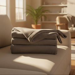 (2 Pack) Grid Pattern Fleece Blankets