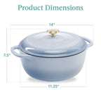 6 Quart Large Baby Blue Enamel Cast-Iron Dutch Oven Kitchen Cookware-1