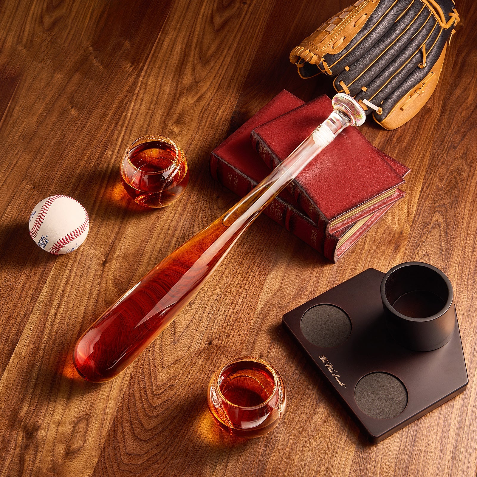 Baseball Themed Whiskey Decanter Set - 20Oz Bat Shaped Decanter-4