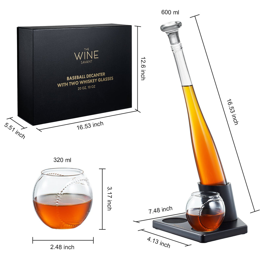 Baseball Themed Whiskey Decanter Set - 20Oz Bat Shaped Decanter-1