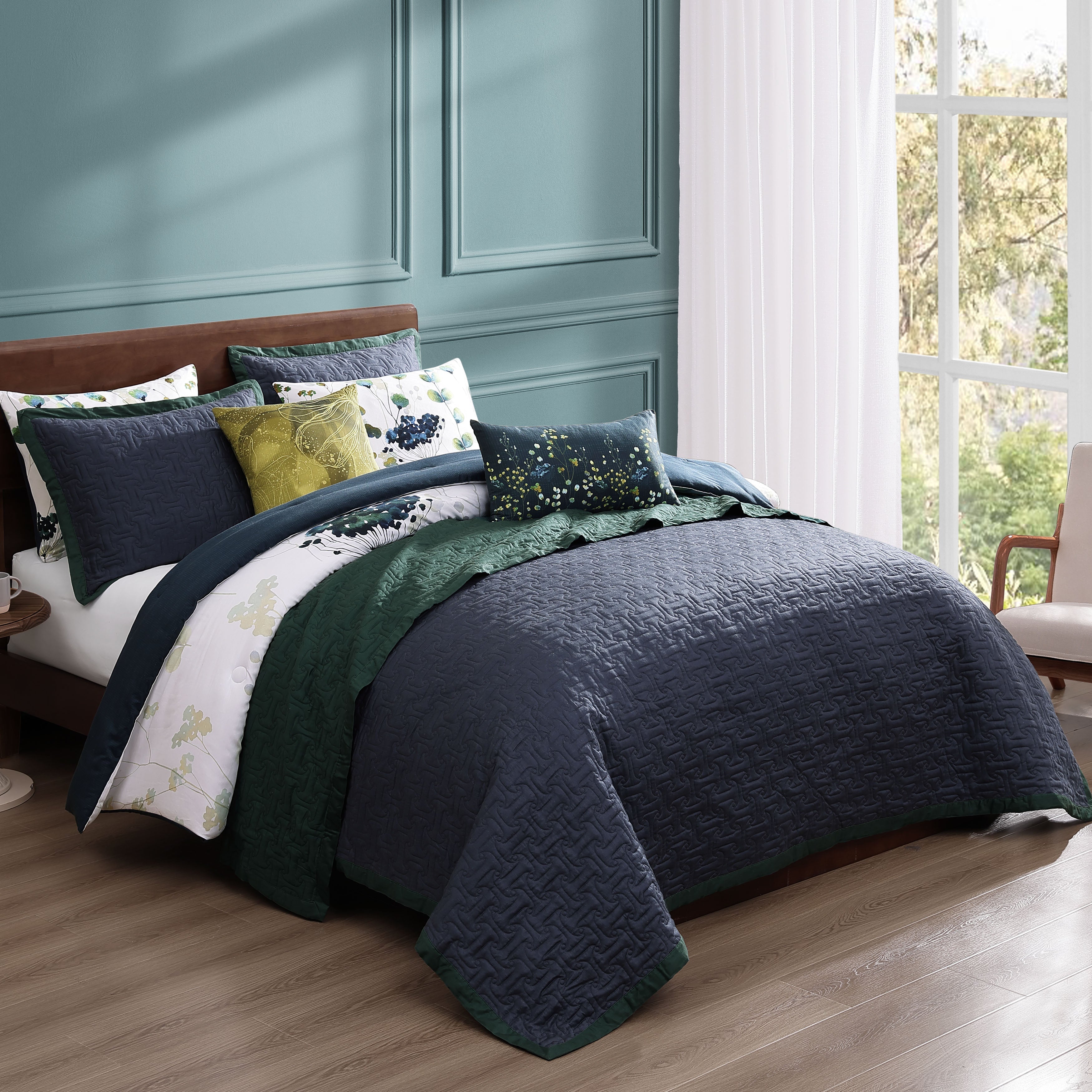 Bebejan Abstract Vines 8 Piece Reversible Comforter & Coverlet Set