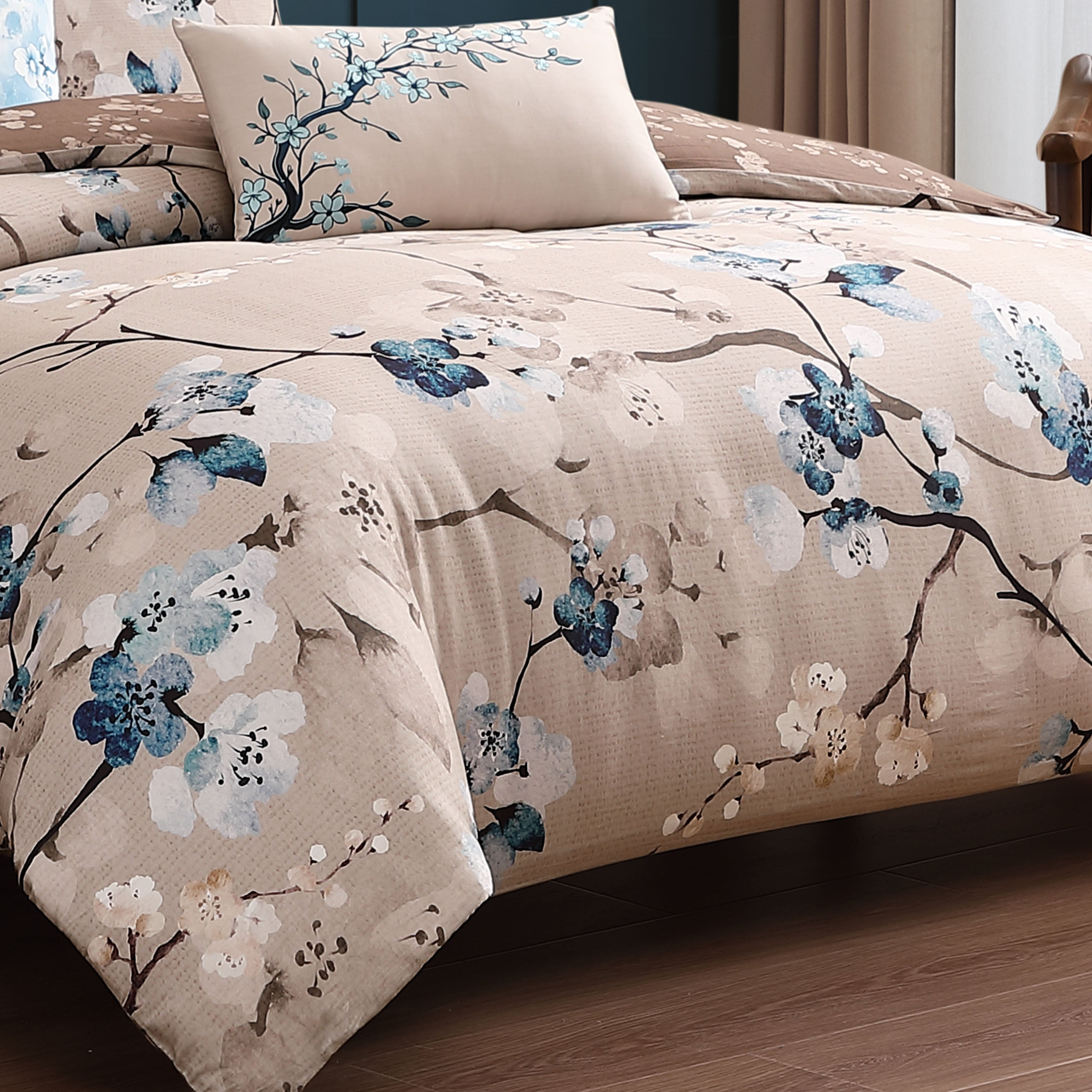 Bebejan Blue Blossom 5 Piece Reversible Comforter Set