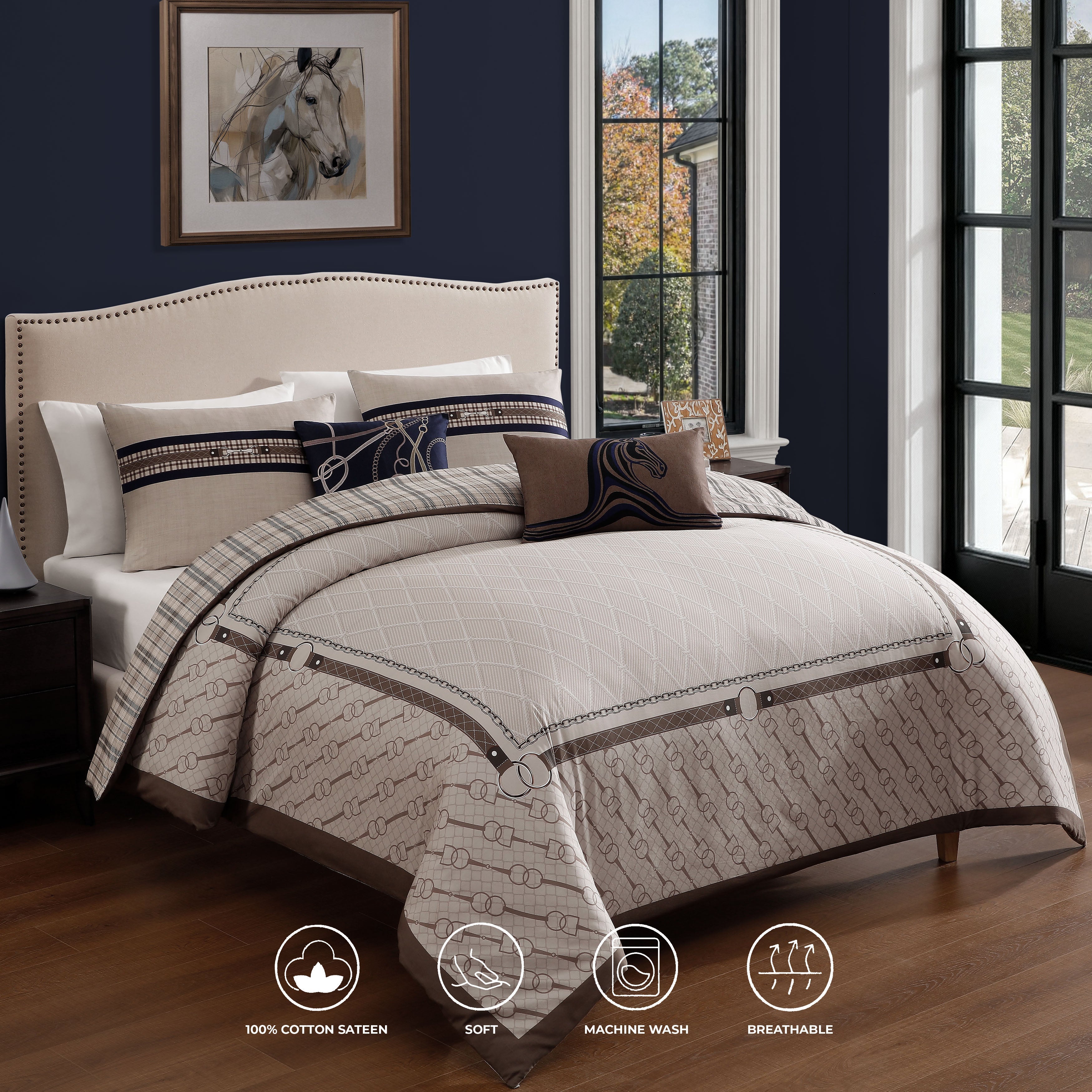 Bebejan Equestrian 5 Piece Reversible Comforter Set