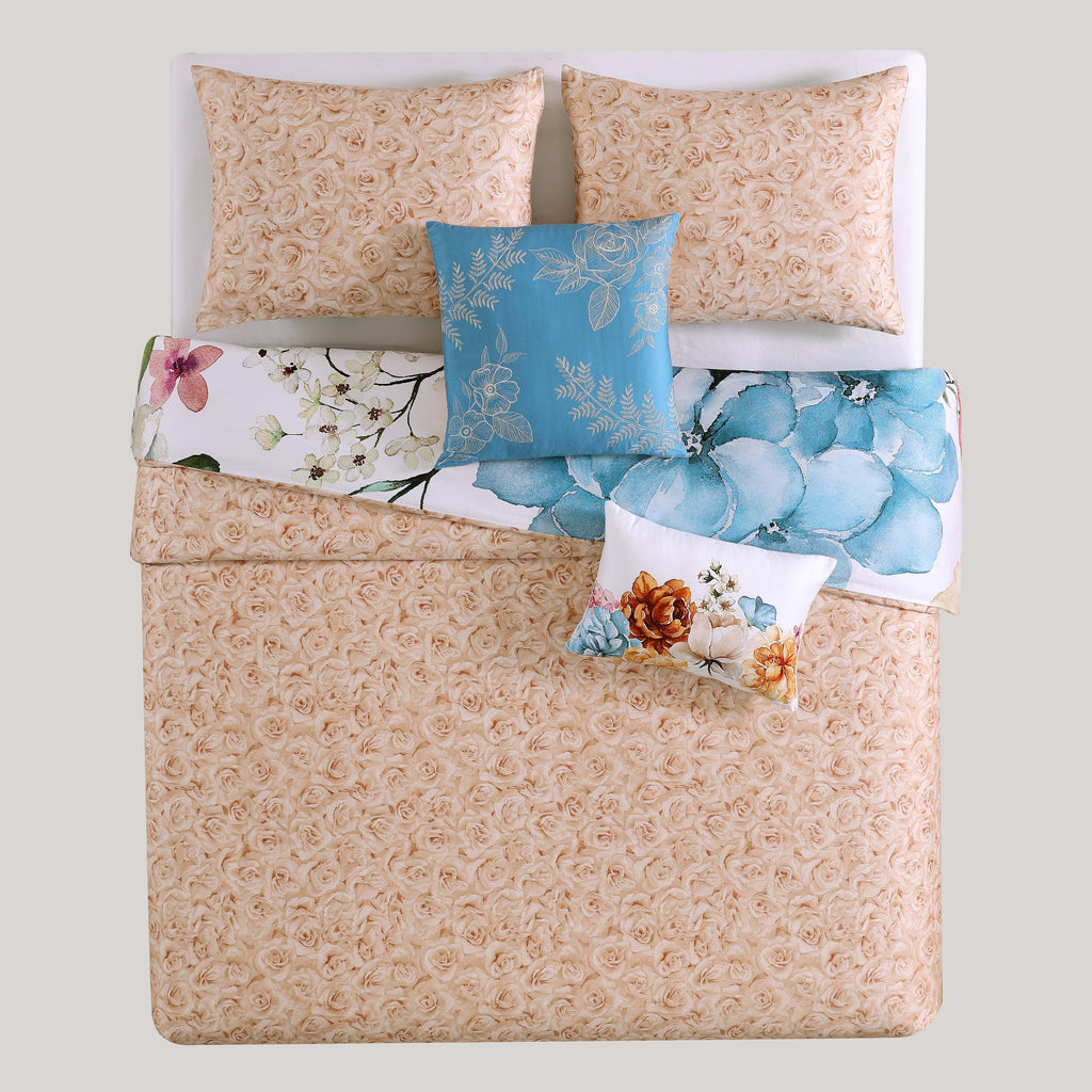 Bebejan Maia Blue 5 Piece Reversible Comforter Set