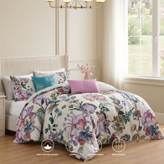 Bebejan Watercolor Jacobean 5 Piece Reversible Comforter Set