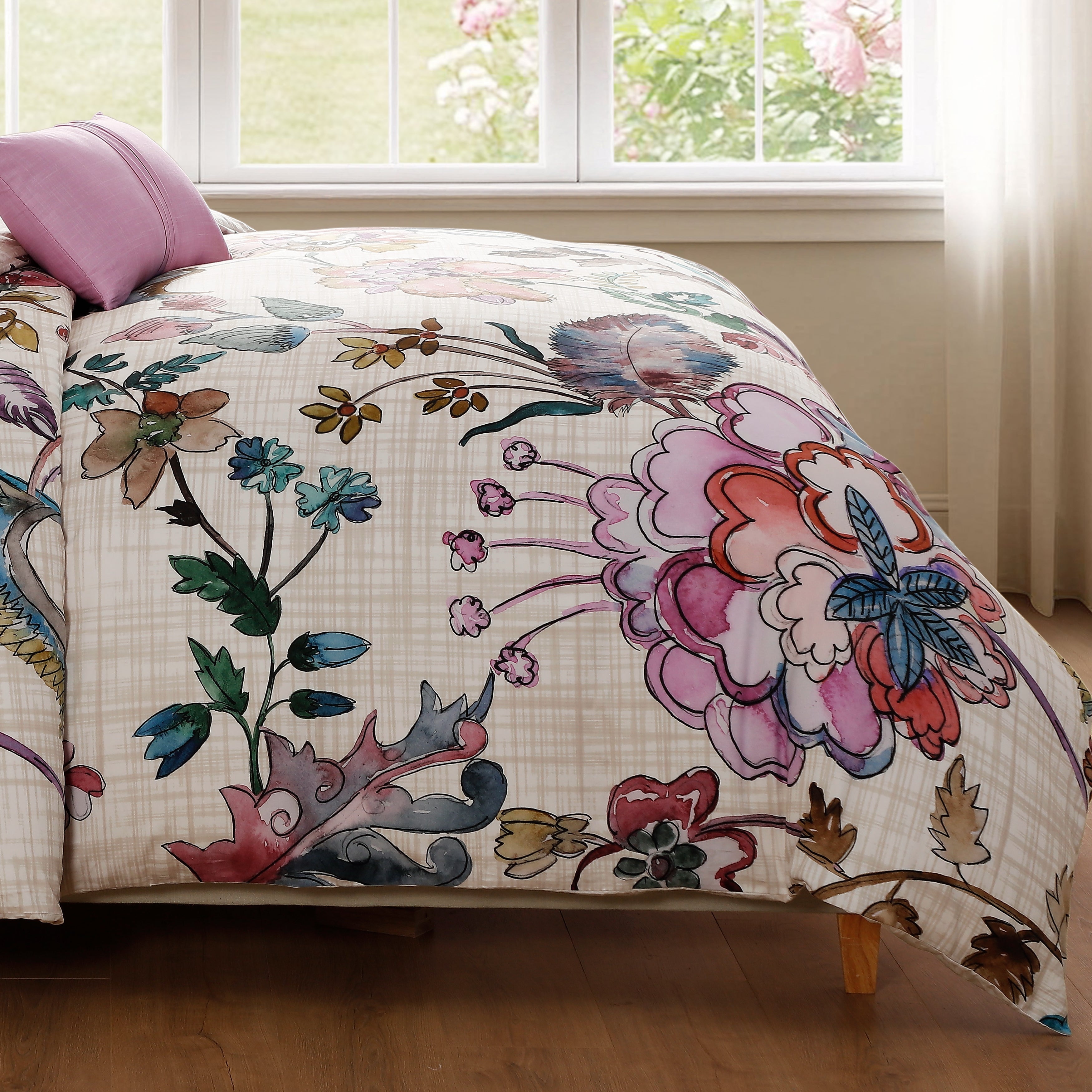 Bebejan Watercolor Jacobean 5 Piece Reversible Comforter Set