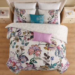 Bebejan Watercolor Jacobean 5 Piece Reversible Comforter Set