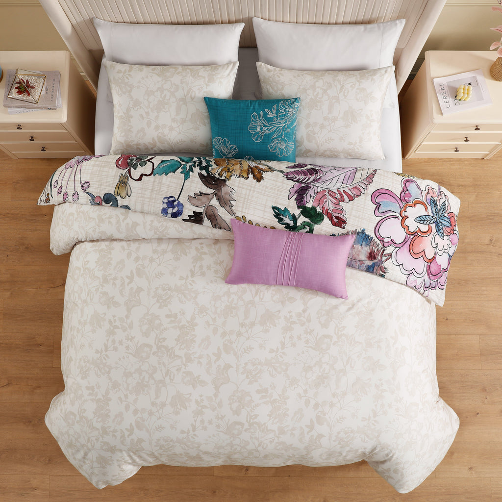 Bebejan Watercolor Jacobean 5 Piece Reversible Comforter Set