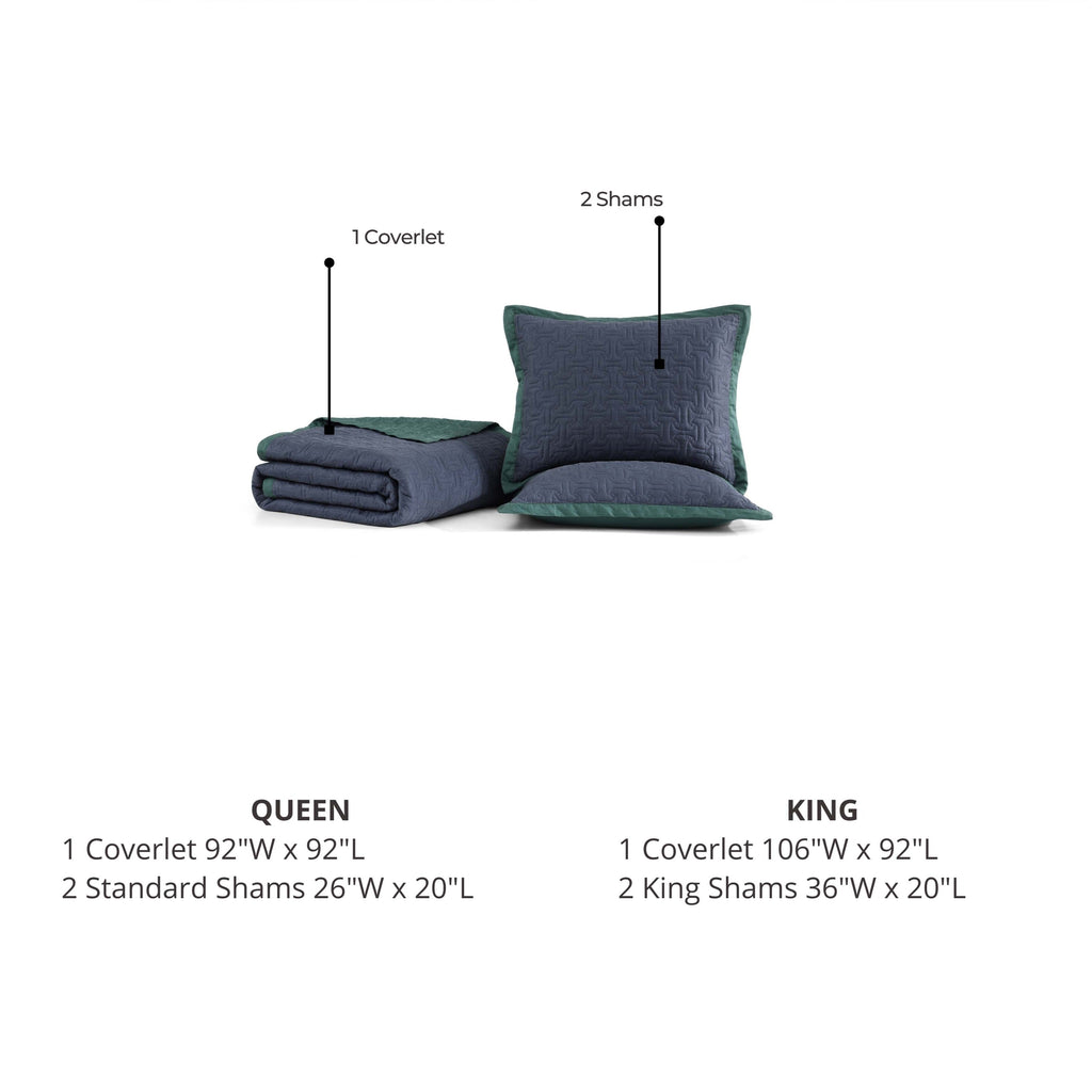 Bebejan 3 Piece Textured Quilted Coverlet Set