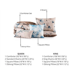 Bebejan Blue Blossom 5 Piece Reversible Comforter Set
