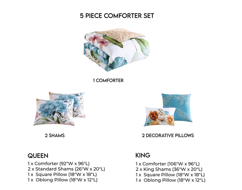 Bebejan Maia Blue 5 Piece Reversible Comforter Set
