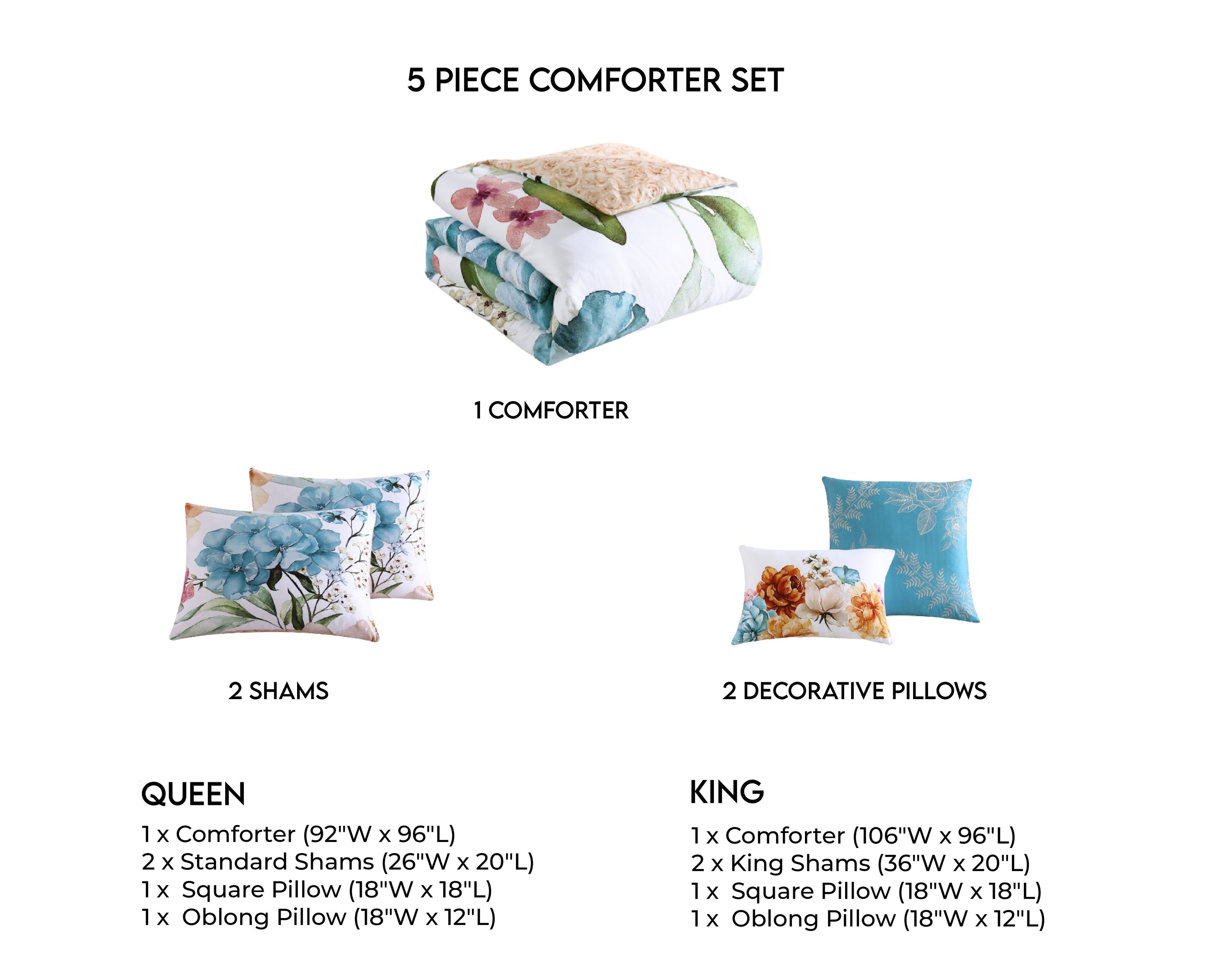 Bebejan Maia Blue 5 Piece Reversible Comforter Set