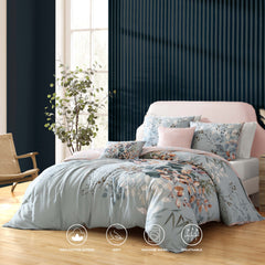 Bebejan Peach Leaves on Sage 5 Piece Reversible Comforter Set
