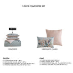 Bebejan Peach Leaves on Sage 5 Piece Reversible Comforter Set
