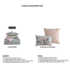Bebejan Peach Leaves on Sage 5 Piece Reversible Comforter Set