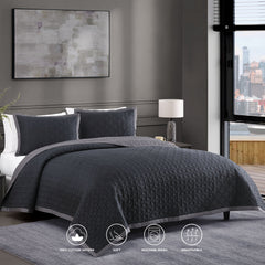 Bebejan 3 Piece Textured Quilted Coverlet Set