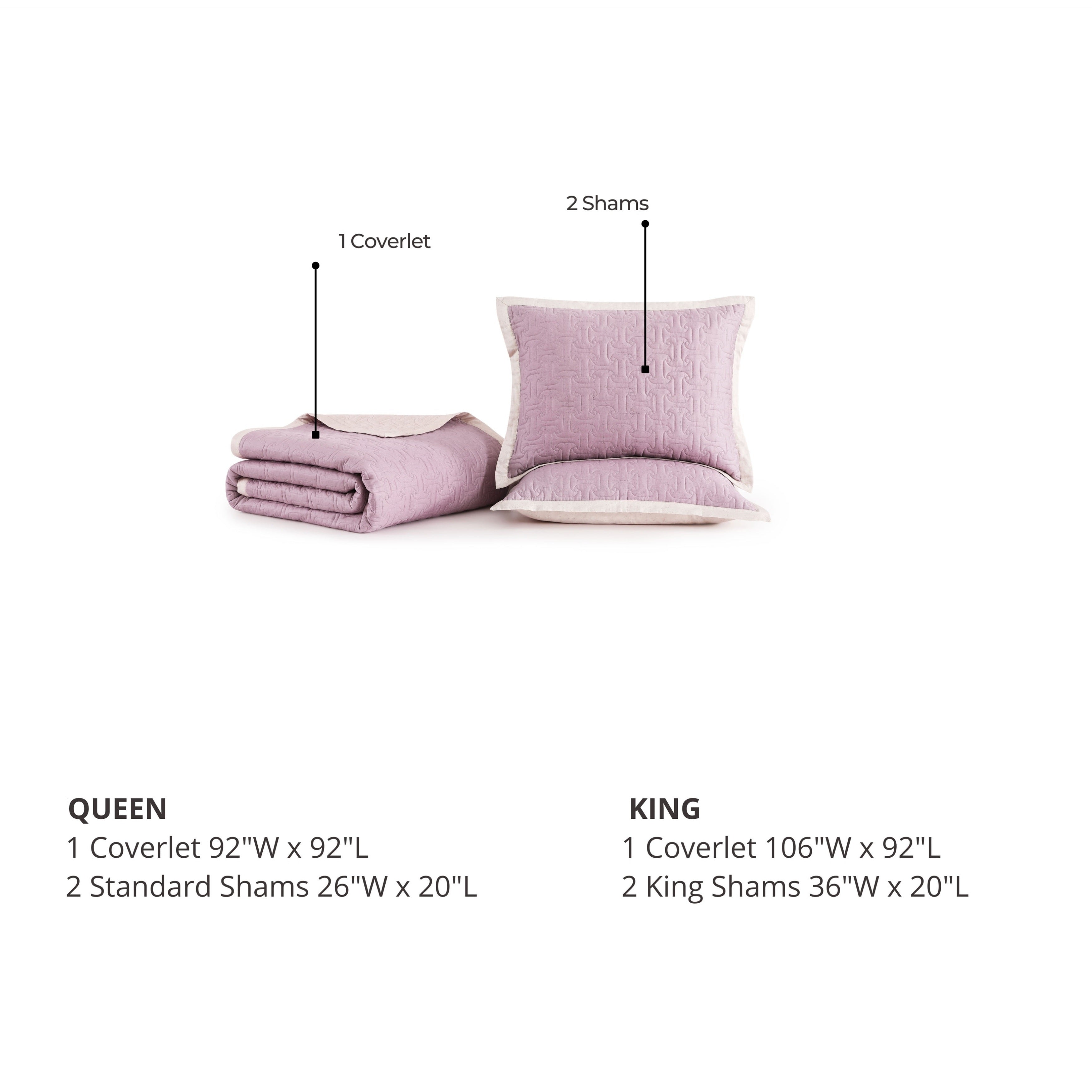 Bebejan 3 Piece Textured Quilted Coverlet Set
