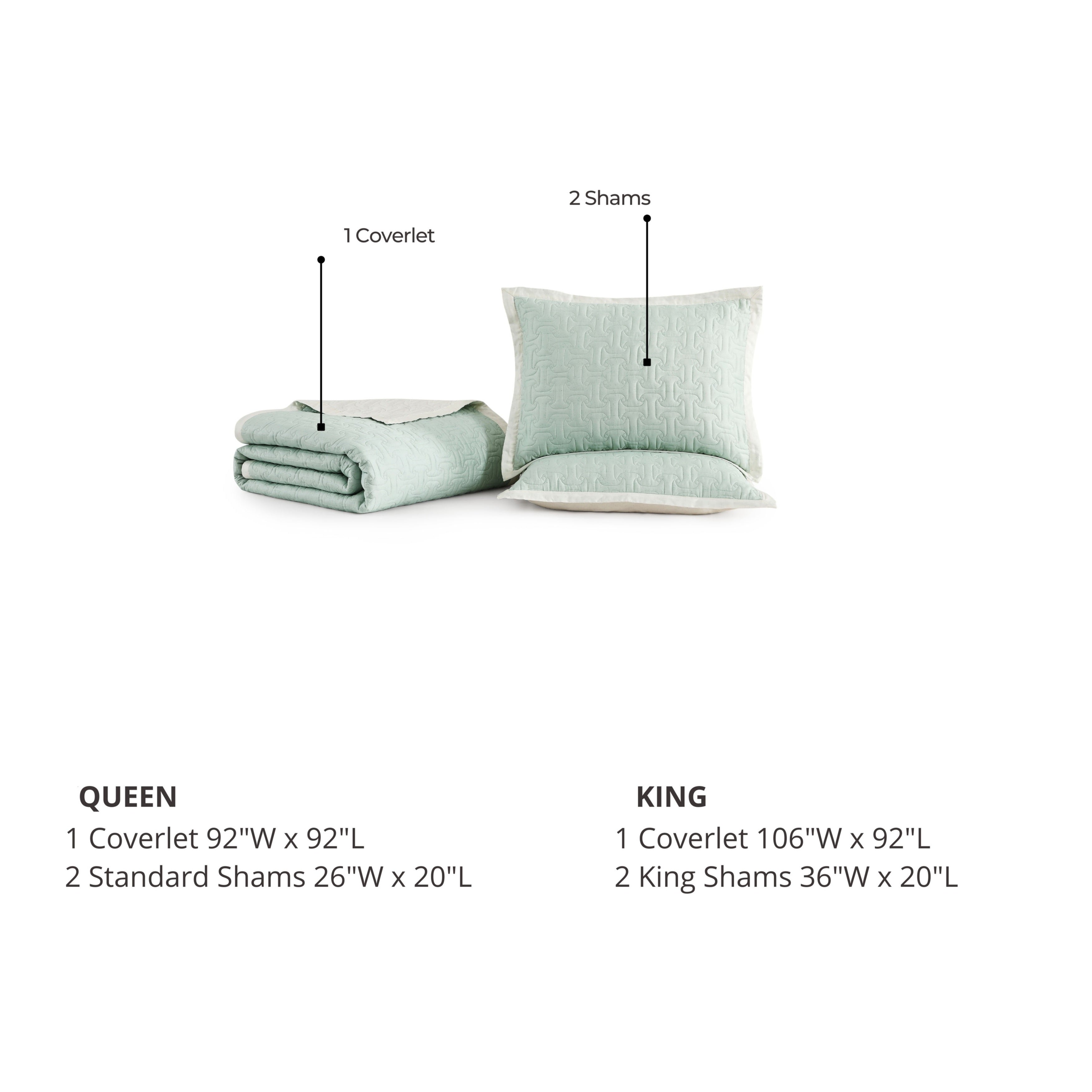 Bebejan 3 Piece Textured Quilted Coverlet Set