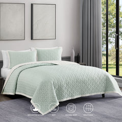 Bebejan 3 Piece Textured Quilted Coverlet Set