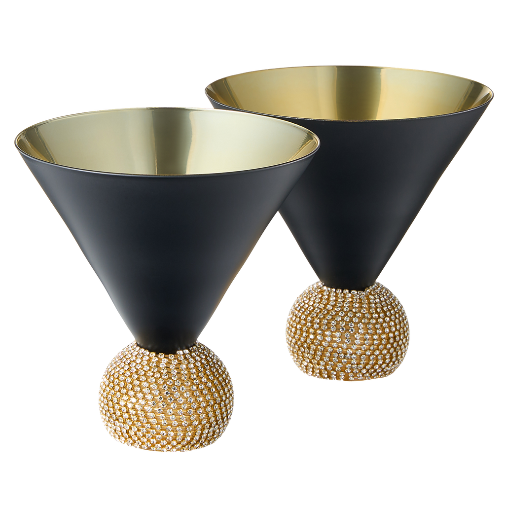 The Wine Savant Diamond Studded Martini Glasses Set of 2-0