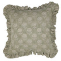 Floral Block Printed Linen Green Pillow Cover - Rohini