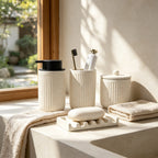 BosilunLife Pockmark Foaming Bathroom Set 4-Piece Recycled Eco-Clay-1